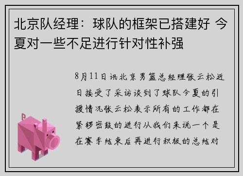 北京队经理：球队的框架已搭建好 今夏对一些不足进行针对性补强